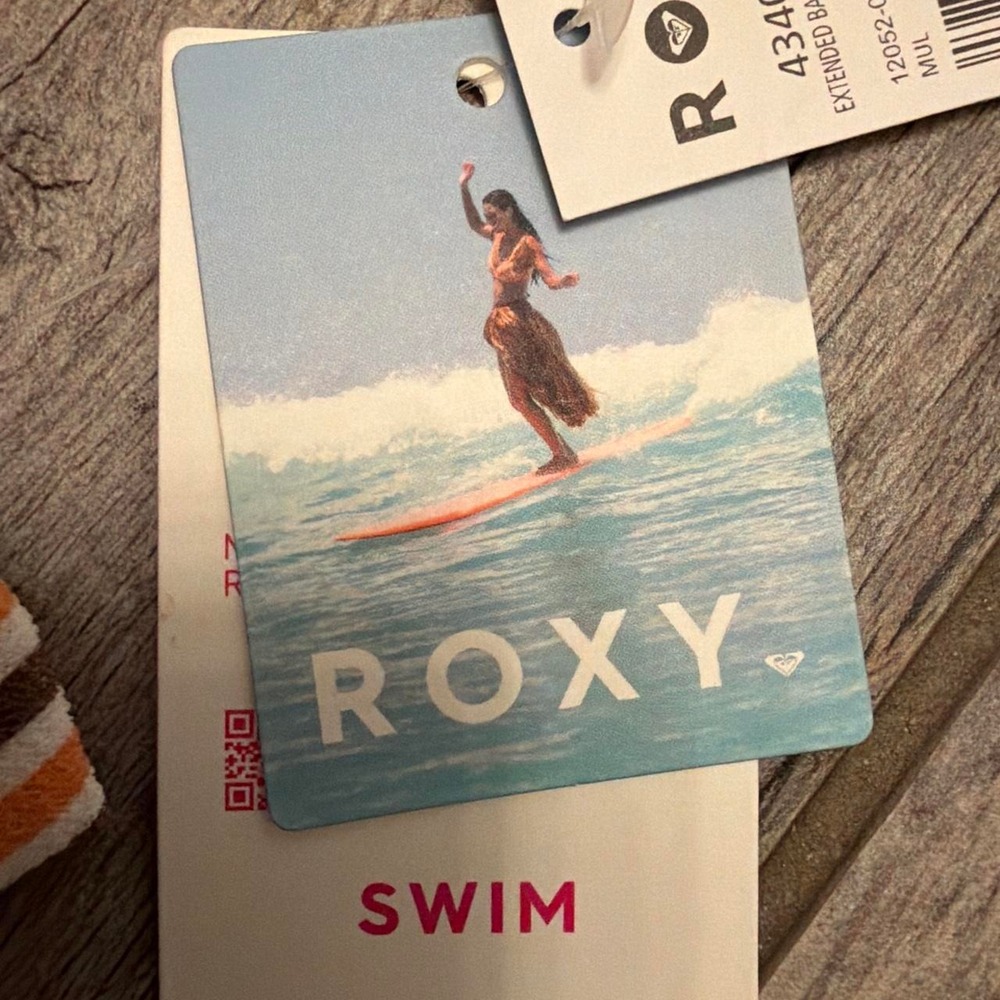 Roxy Sunset Stripe Bandeau Bikini Top Size Large NWT